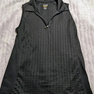 IZOD Movement Cool Textured Womens Stretchy Athletic Sleeveless Black Shirt Sz M